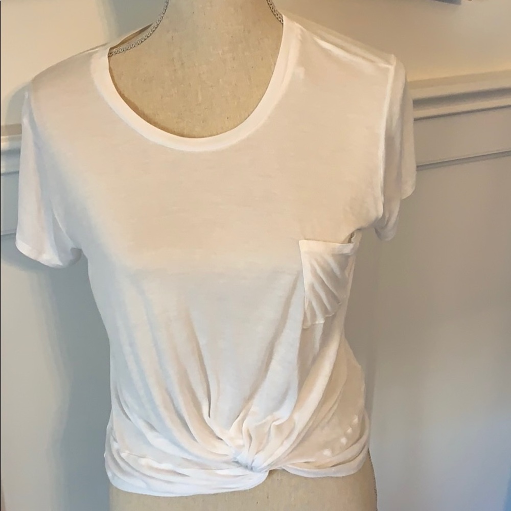 White tee with cute detail in front!